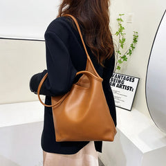 Fashionable Women Buckets Shoulder Bags PU Leather Tote