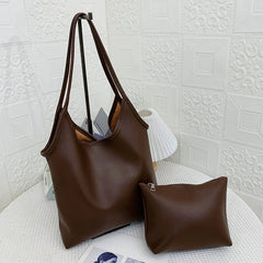 Fashionable Women Buckets Shoulder Bags PU Leather Tote