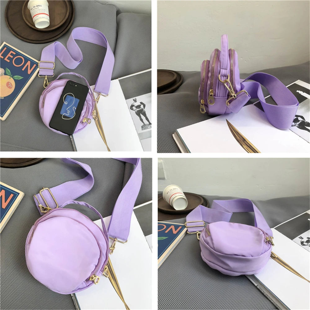 Mini Round Shoulder Bag Women's Wallet Mobile Phone Bag Nylon Messenger Bags