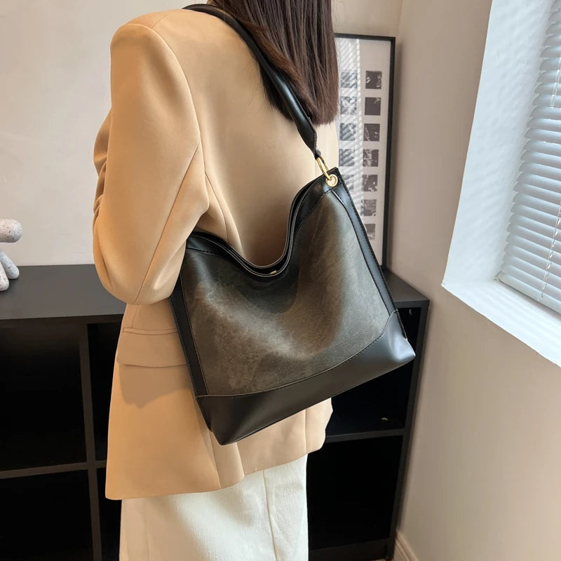 Fashionable Multi-function PU Leather Denim Shoulder Top Bag