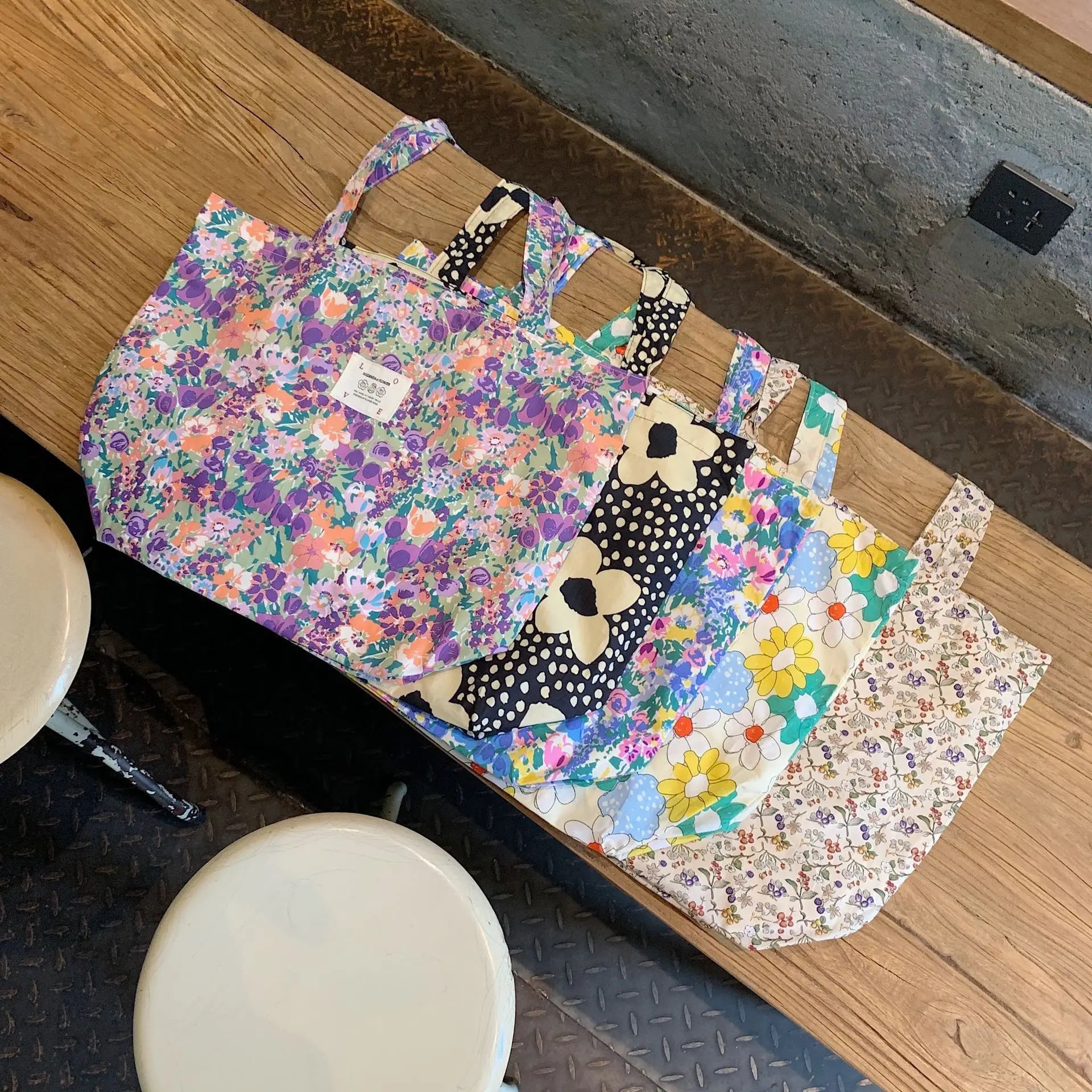 Floral Canvas Handbag Vintage Art Shoulder Bag