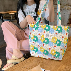 Floral Canvas Handbag Vintage Art Shoulder Bag