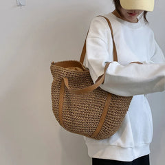 Summer Women Shoulder Bags Female Travel Woven Handbags Hollow Straw Beach Totes
