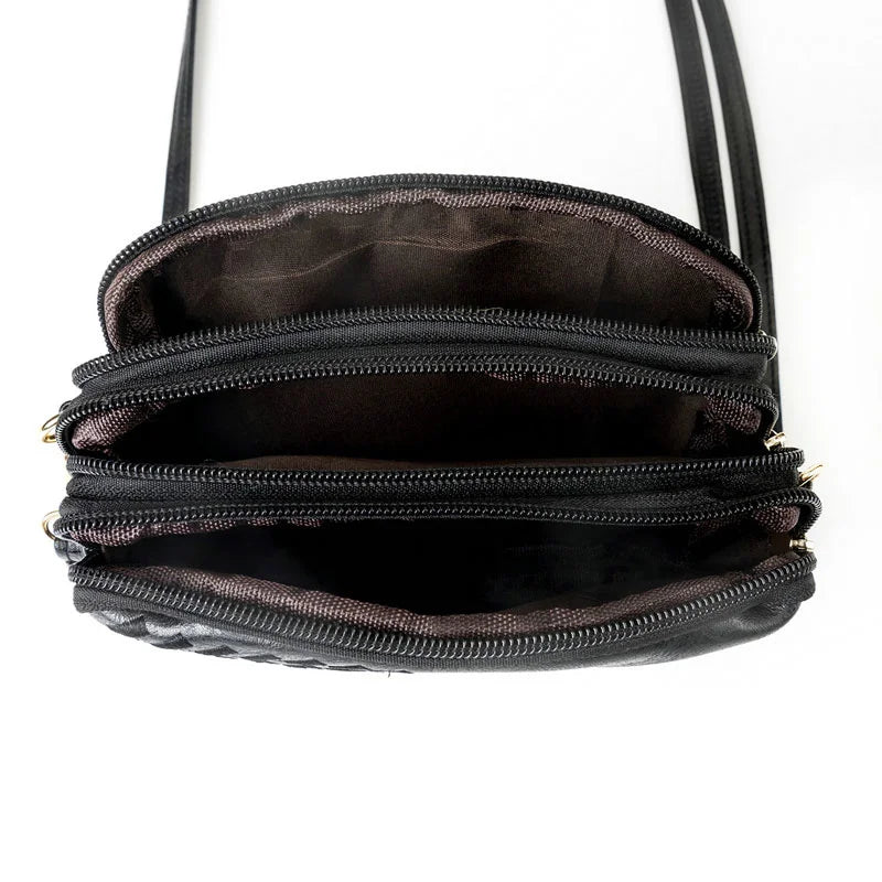 Embroidered Crossbody Bag for Women - Small Shoulder Purse with 3 Compartments