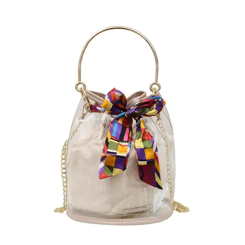 Transparent Bag Women Bag 2pcs/set Ribbons Handbag PVC Clear Bag