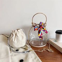 Transparent Bag Women Bag 2pcs/set Ribbons Handbag PVC Clear Bag