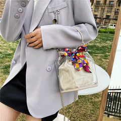 Transparent Bag Women Bag 2pcs/set Ribbons Handbag PVC Clear Bag