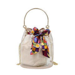 Transparent Bag Women Bag 2pcs/set Ribbons Handbag PVC Clear Bag