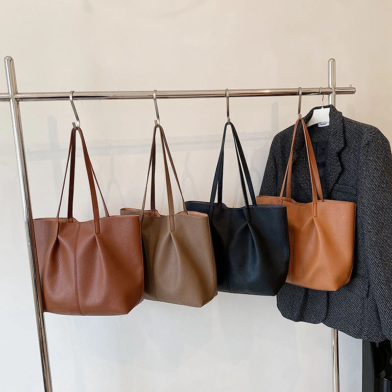 PU Leather Women Shoulder Bags Big Size Multifunction Shopping Handbags