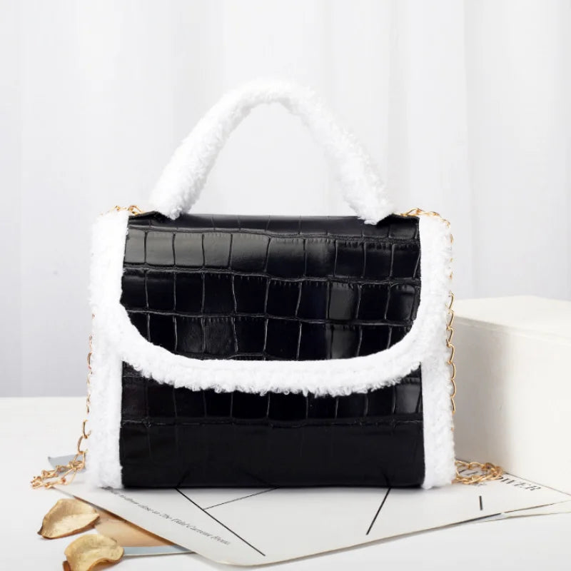 Crocodile Pattern Crossbody Bag Small Square Handbag