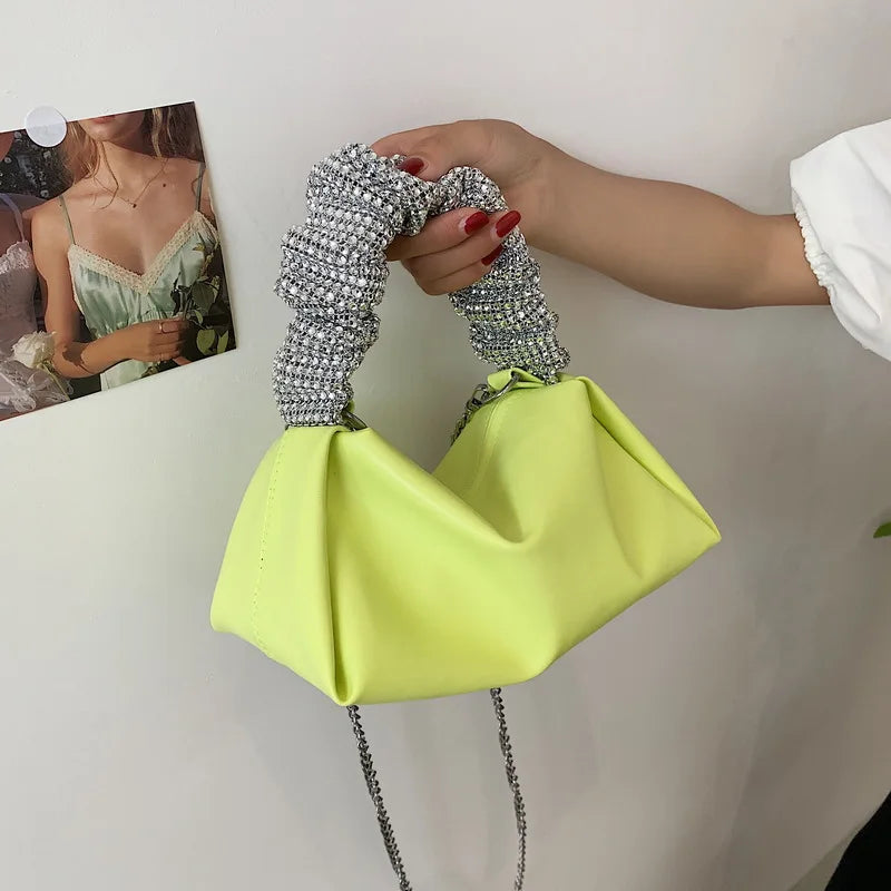 Pleated Crossbody Bag for Women Small Square Bag Female Western Style Shoulder A