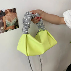 Pleated Crossbody Bag for Women Small Square Bag Female Western Style Shoulder A
