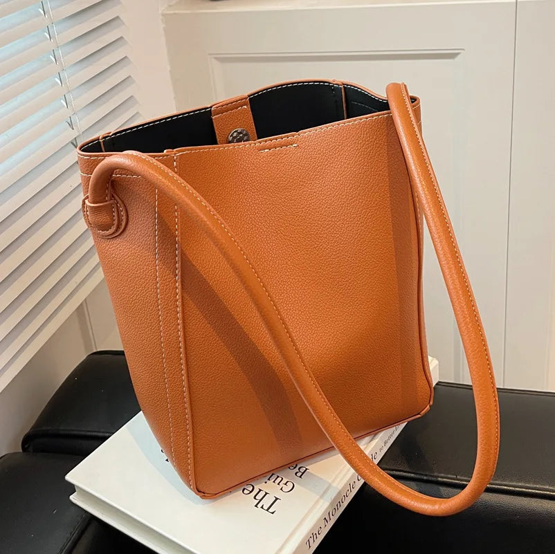 Net Red Texture Shoulder Bag Large-capacity Bucket Bag