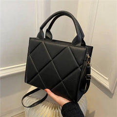 Plaid Pu Leather Crossbody Bag Top Handle Purse