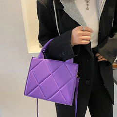 Plaid Pu Leather Crossbody Bag Top Handle Purse