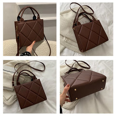 Plaid Pu Leather Crossbody Bag Top Handle Purse