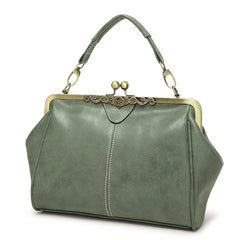 Vintage Green PU Leather Tote Bag Women Messenger Bags