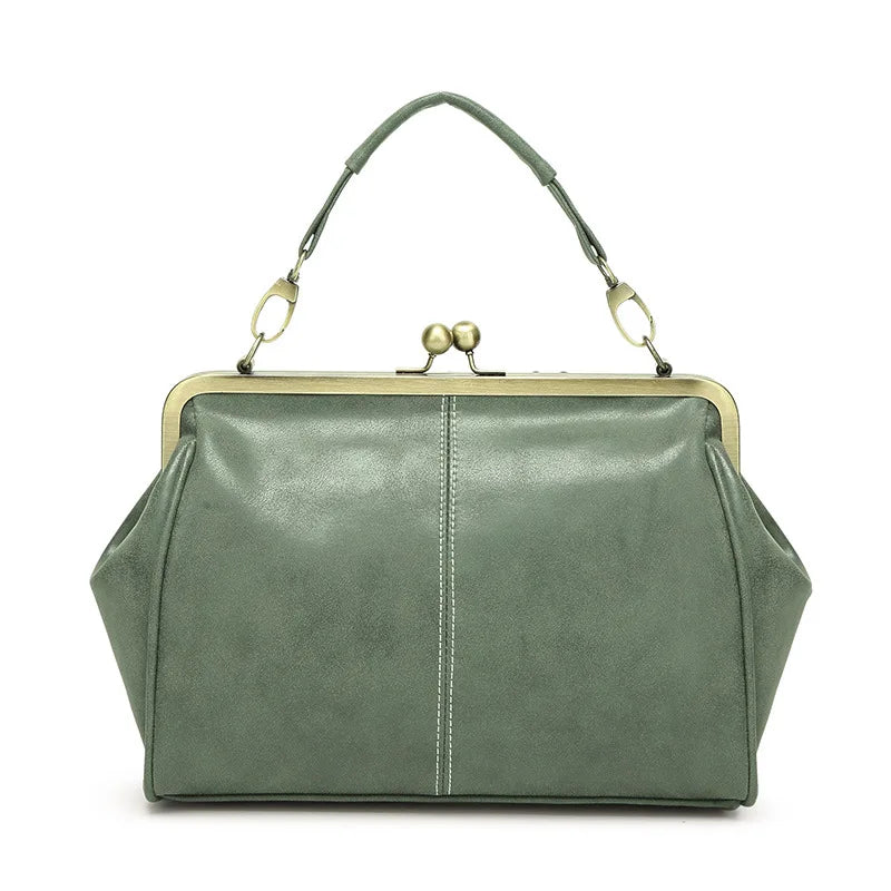 Vintage Green PU Leather Tote Bag Women Messenger Bags