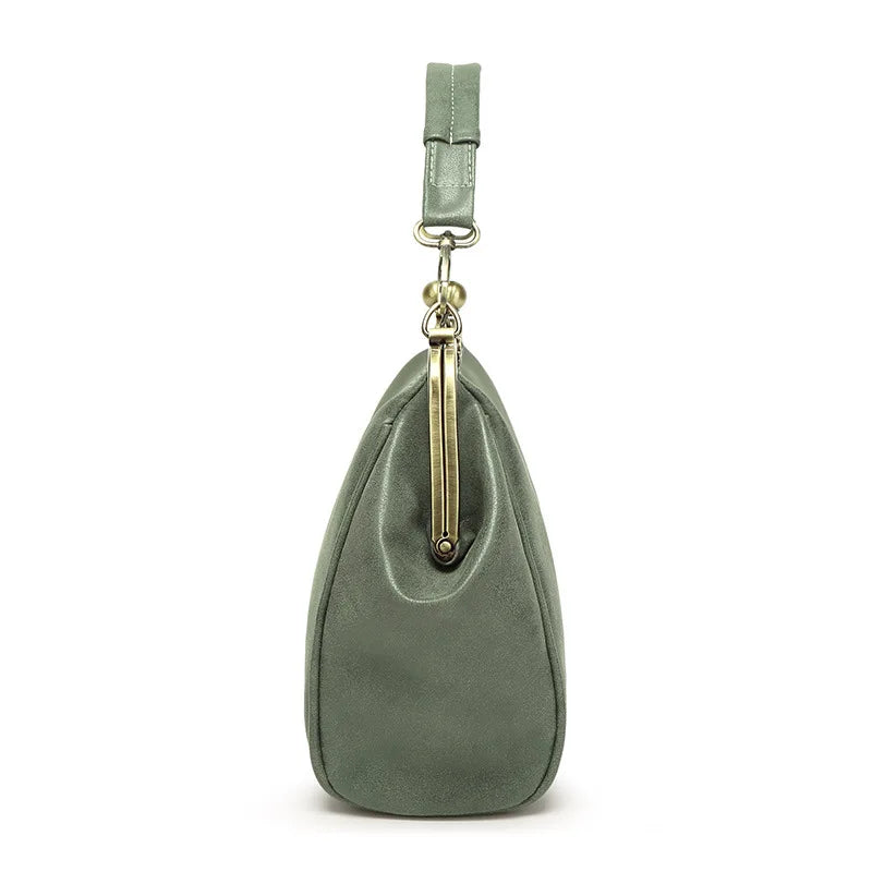 Vintage Green PU Leather Tote Bag Women Messenger Bags