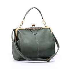 Vintage Green PU Leather Tote Bag Women Messenger Bags