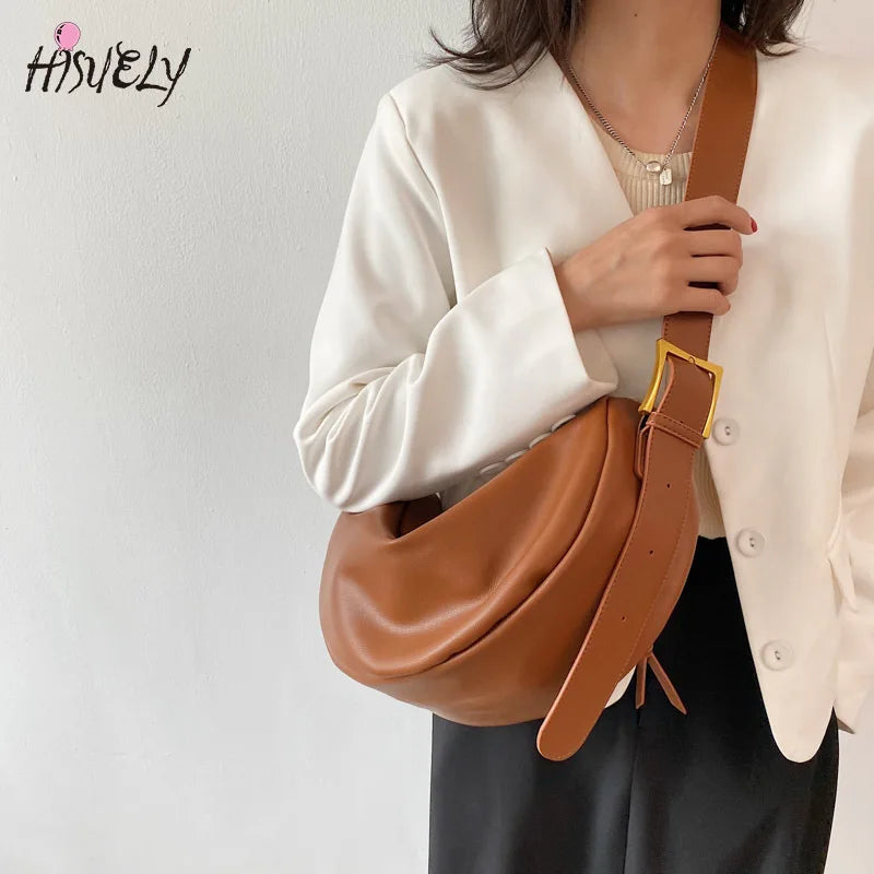 Vintage Crossbody Bags for Women Large Capacity Handbags Solid Soft Shoulder Bag
