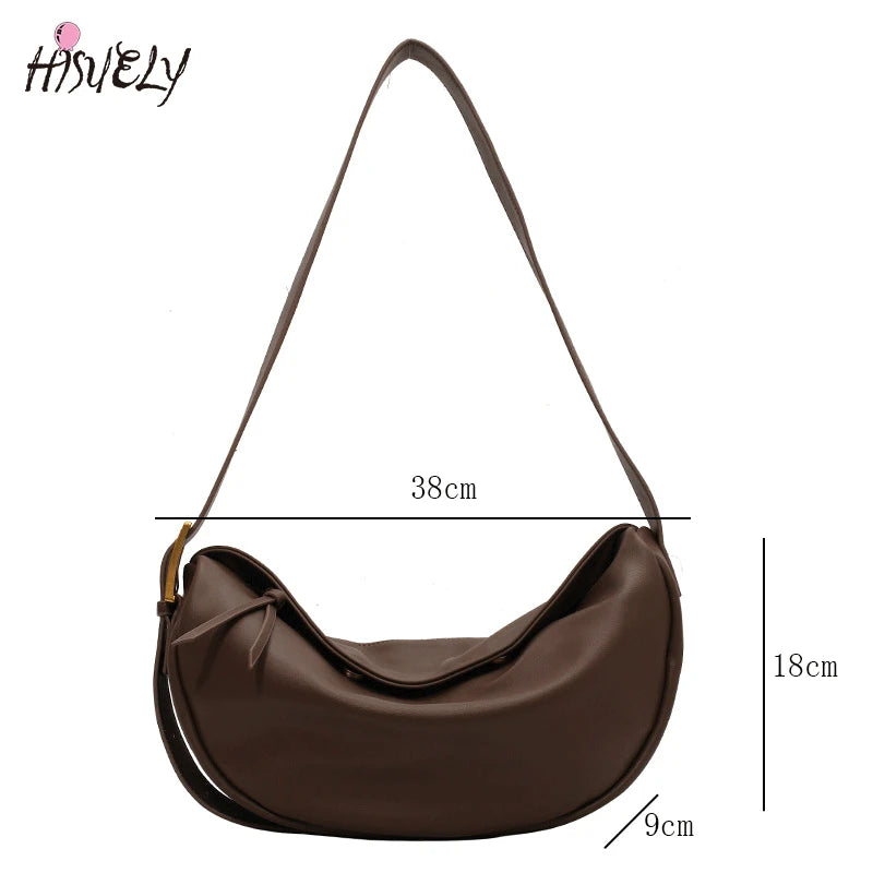 Vintage Crossbody Bags for Women Large Capacity Handbags Solid Soft Shoulder Bag