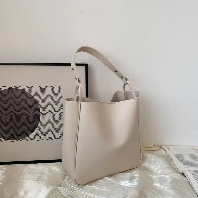 Vintage Shoulder Bags Large Capacity Female Tote Bags PU Leather