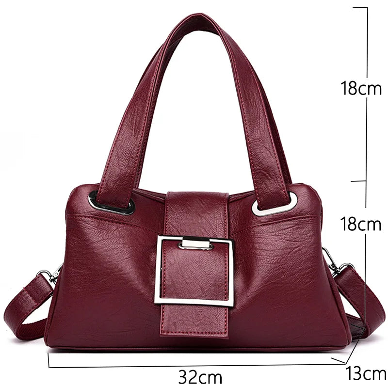 Vintage Women Leather Handbags Soft Leather Female Crossbody Shoulder Bags