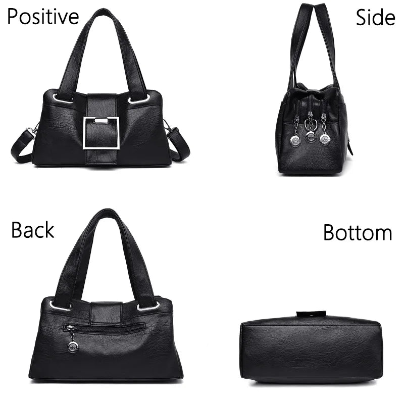 Vintage Women Leather Handbags Soft Leather Female Crossbody Shoulder Bags