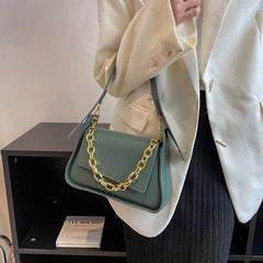 Vintage Women Shoulder Bag PU Leather Crossbody Bag Chain Small Square Flap Bag