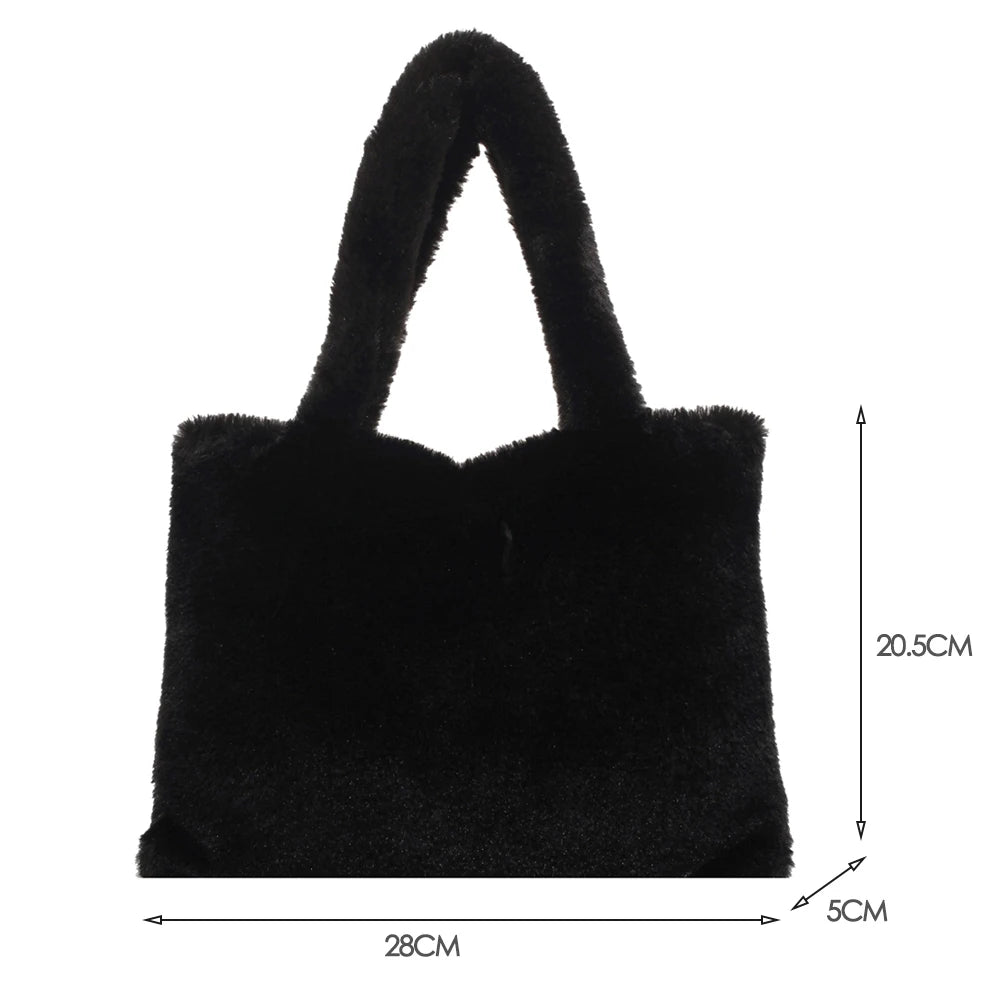 Soft Faux Fur Fluffy Shoulder Clutch Bag Handbags