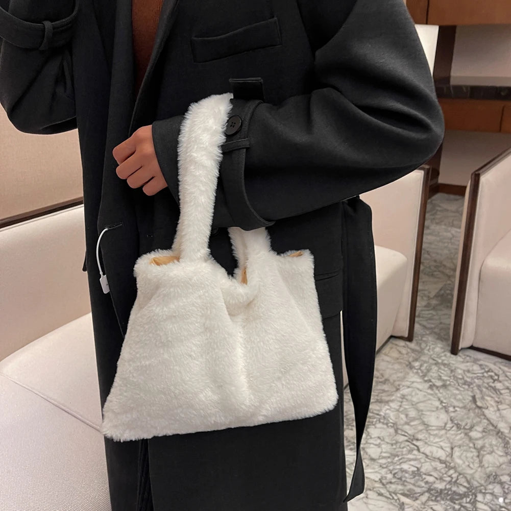 Soft Faux Fur Fluffy Shoulder Clutch Bag Handbags
