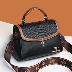 Wide Strap PU Leather Female Handbag Lady's Shoulder Cross Body Bags