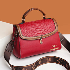 Wide Strap PU Leather Female Handbag Lady's Shoulder Cross Body Bags