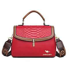 Wide Strap PU Leather Female Handbag Lady's Shoulder Cross Body Bags