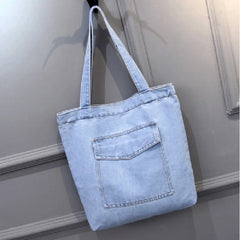 Casual Large Capacity Women Shoulder Bags Canvas Denim Zipper Shopping Bag