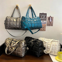 Winter Women's Shoulder Messenger Bags Down Fabric Female Padded Tote Bag Ladies