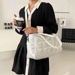 Winter Women's Shoulder Messenger Bags Down Fabric Female Padded Tote Bag Ladies