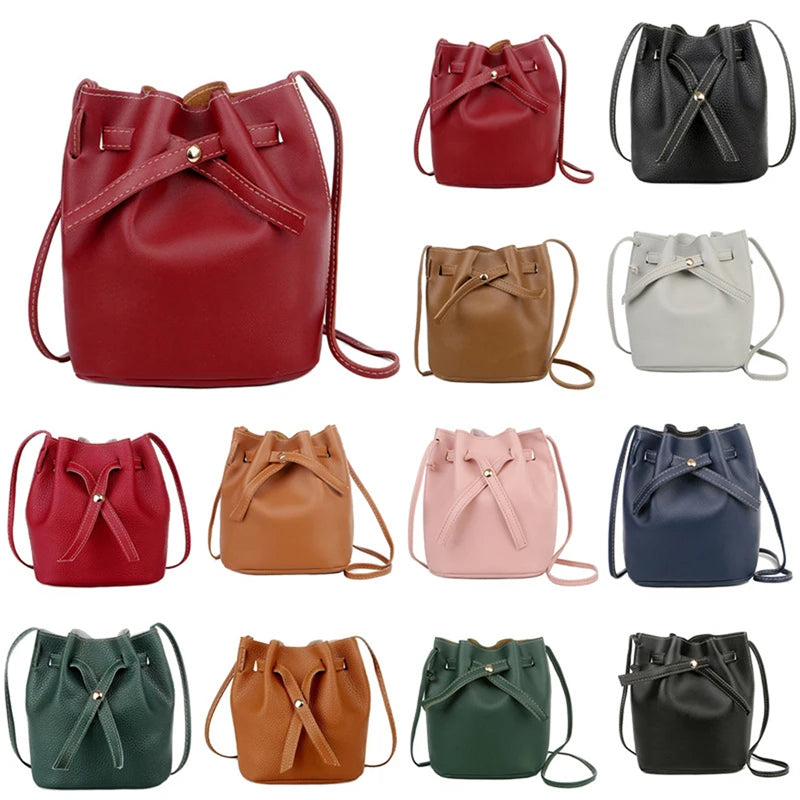 Women Backpack PU Leather School Bags Large Capacity Bucket Bag Shoulder Bags