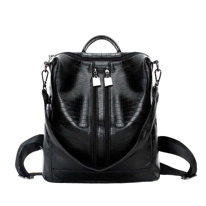 Women Backpacks Leather Rivet Student School Bag