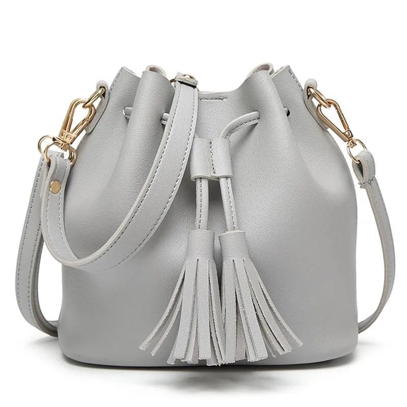 Women Bucket Bag PU Leather Shoulder Crossbody Messenger Bags