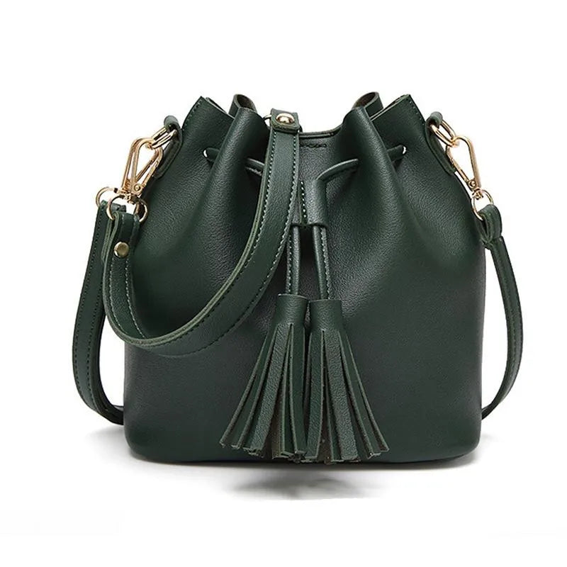 Women Bucket Bag PU Leather Shoulder Crossbody Messenger Bags