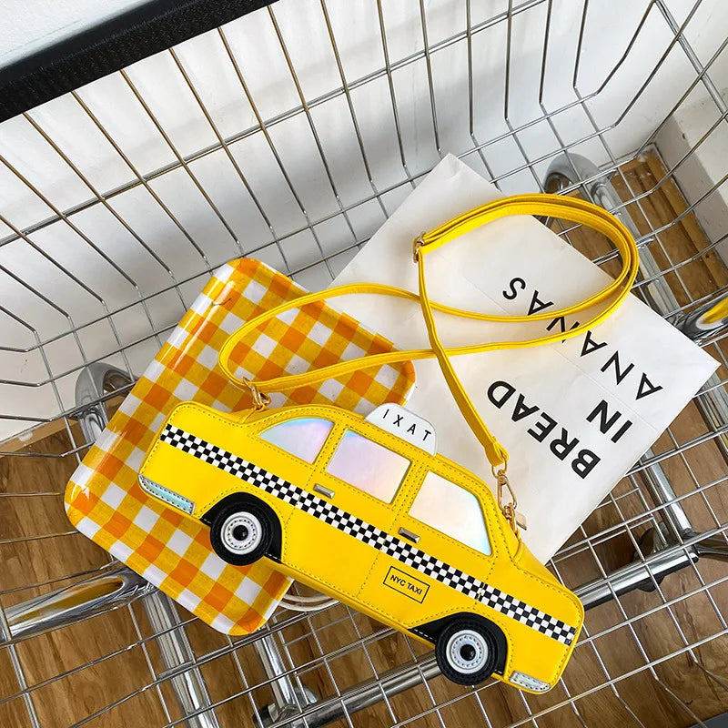 Women Creative Funny Personality Simulation American York Taxi Pu Messenger Bag