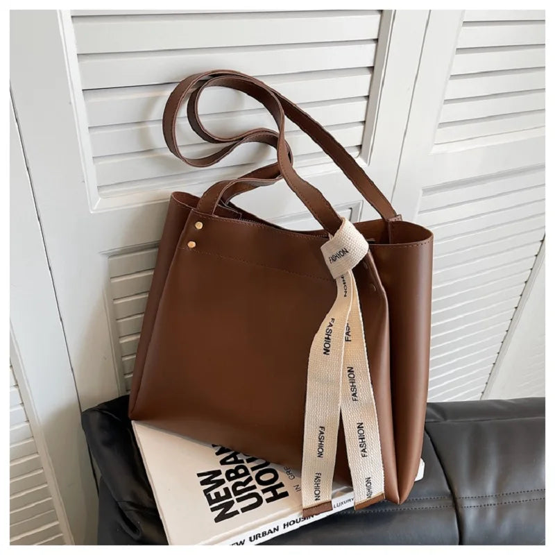 Women Fashionable Wallet Tote Handbags PU Shoulder Top Handle Summer Beach Bag