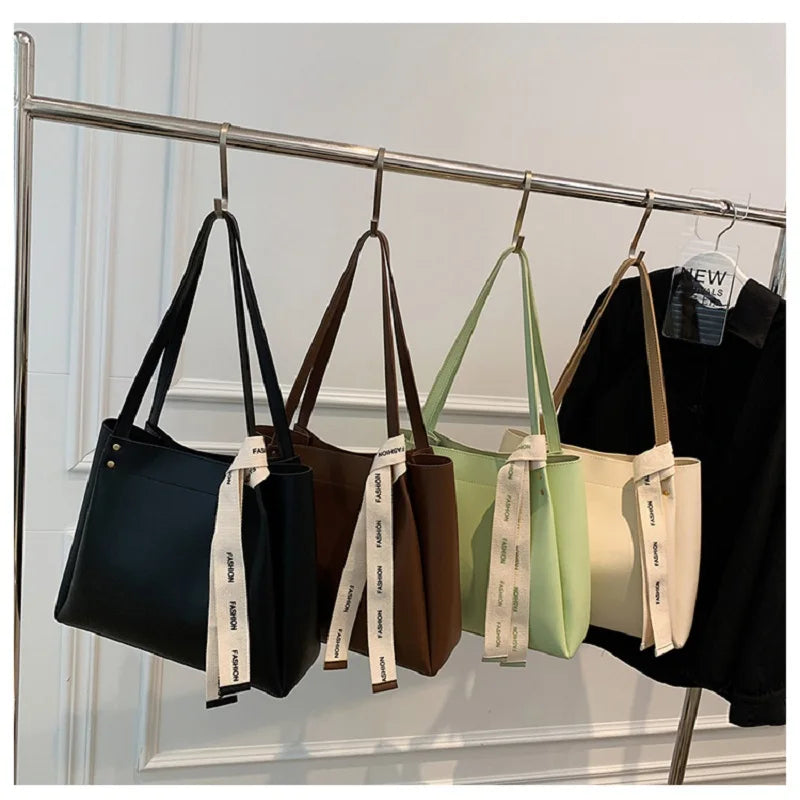 Women Fashionable Wallet Tote Handbags PU Shoulder Top Handle Summer Beach Bag