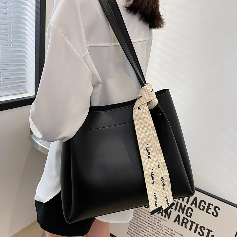 Women Fashionable Wallet Tote Handbags PU Shoulder Top Handle Summer Beach Bag