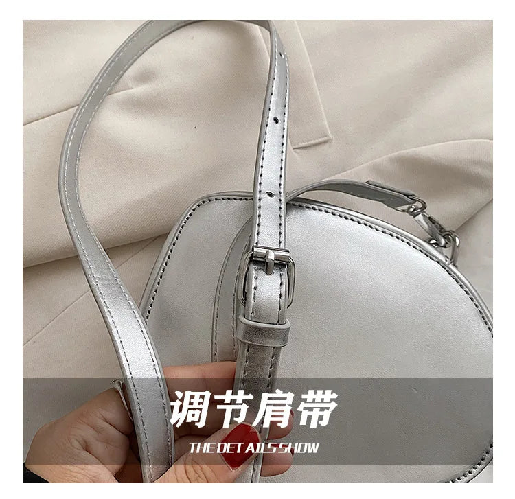 Heart Shaped Shoulder Bags Silver Printed Letters Cross Body Bags