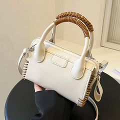 Women Beige Shoulder Bag Woven Handbag Clutch