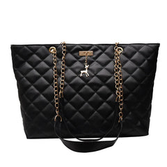 Leather Rhombic Chain Handbag Large Capacity