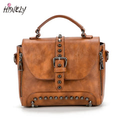 Vintage Messenger Bag Women Crossbody Rivet Handbag Motorcycle Bag